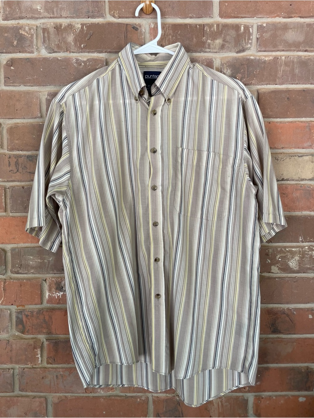 Puritan Men’s Short Sleeve Button-Down Shirt in Stripes Small #188